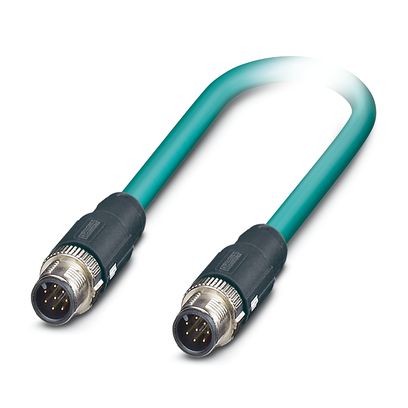 Phoenix Contact Ethernet Cordset; NBC-MS/ 2.0-94B/MS SCO; M12 to M12; CAT5; Male Straight to Male Straight; 8-Pin; 2m PUR Cable